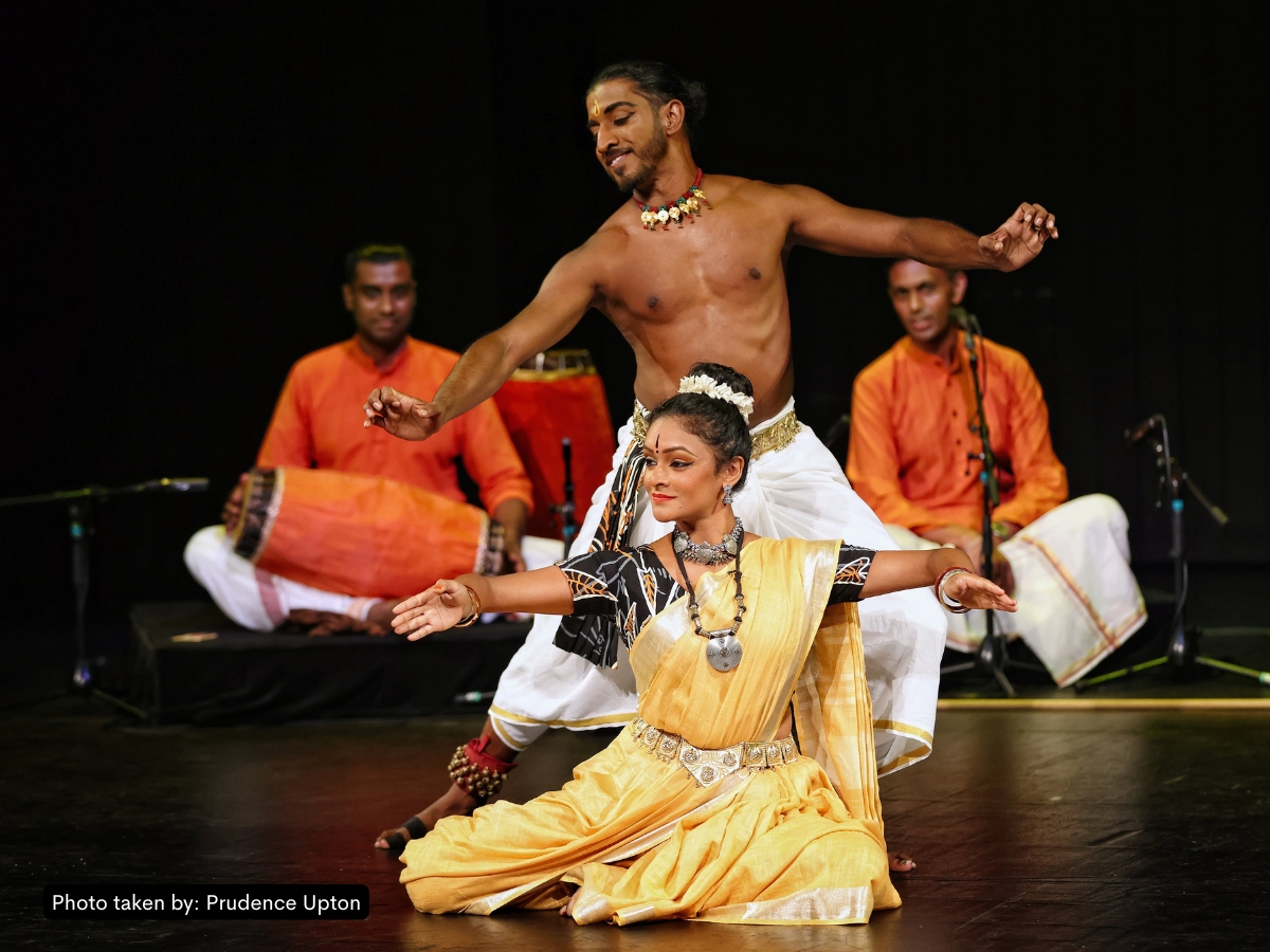 Performance photo from Bhoomi at the Sacred Music Festival 2019 — Kersh in traditional Bharatanatyam costume.